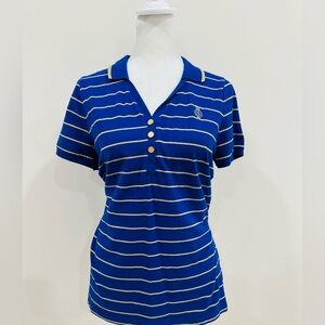 Ralph Lauren LRL Active Shirt‎ Medium Striped Polo Logo Blue